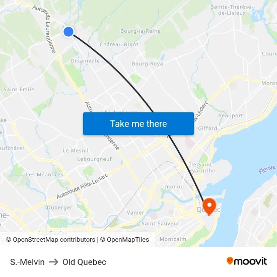 S.-Melvin to Old Quebec map