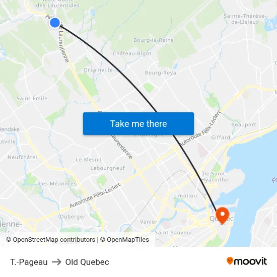 T.-Pageau to Old Quebec map