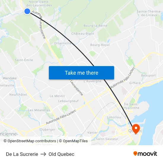 De La Sucrerie to Old Quebec map