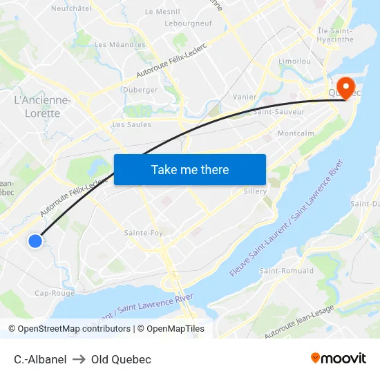 C.-Albanel to Old Quebec map