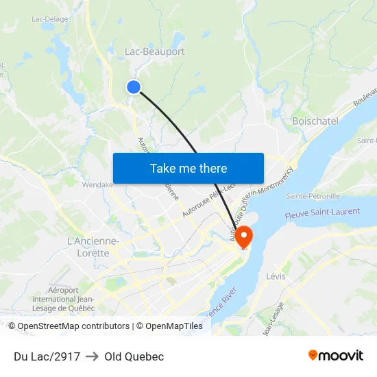Du Lac/2917 to Old Quebec map