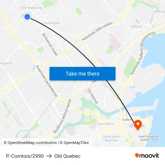 P.-Comtois/2990 to Old Quebec map