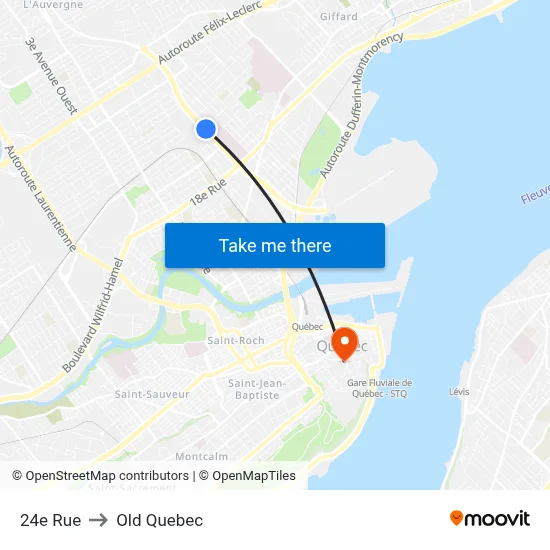 24e Rue to Old Quebec map