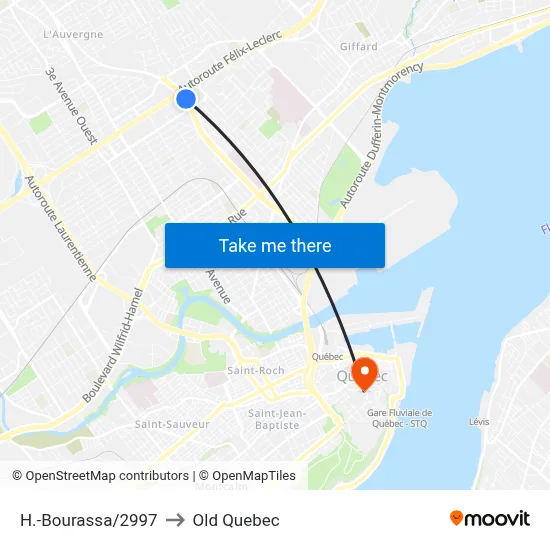 H.-Bourassa/2997 to Old Quebec map