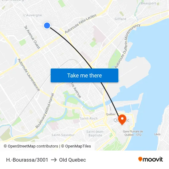 H.-Bourassa/3001 to Old Quebec map