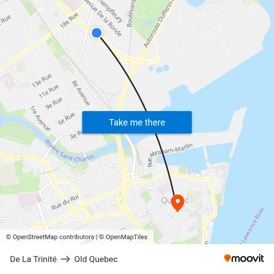 De La Trinité to Old Quebec map