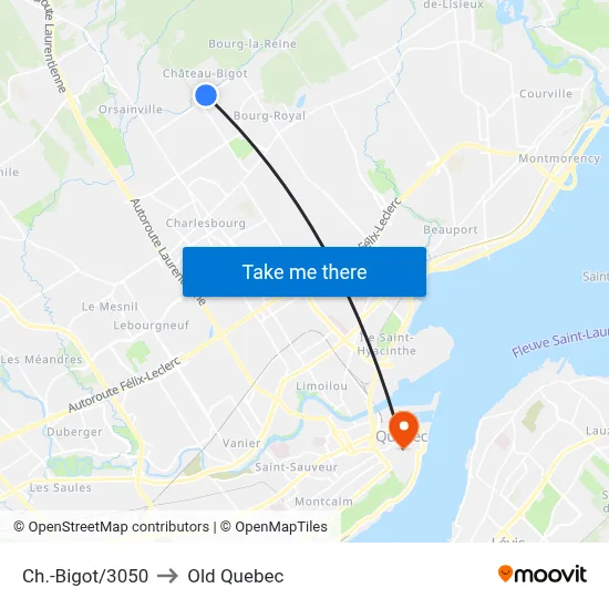 Ch.-Bigot/3050 to Old Quebec map