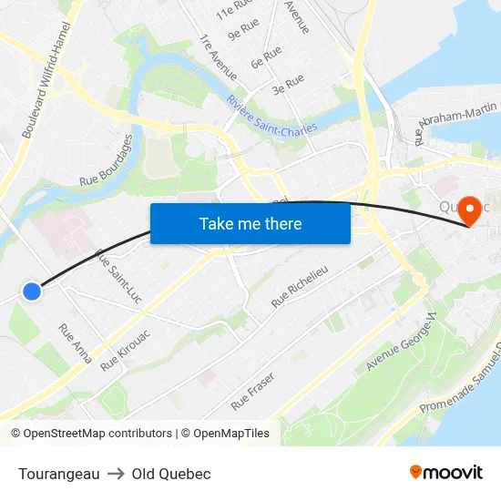 Tourangeau to Old Quebec map