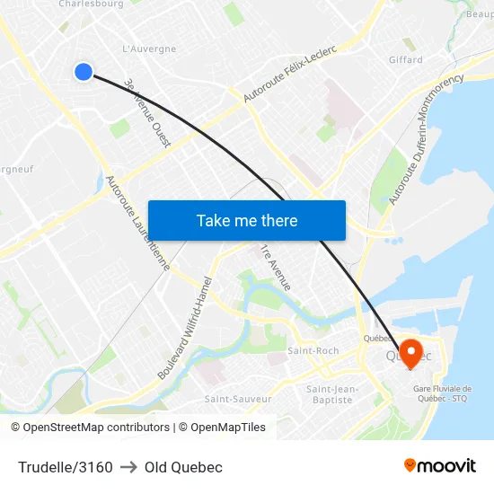Trudelle/3160 to Old Quebec map