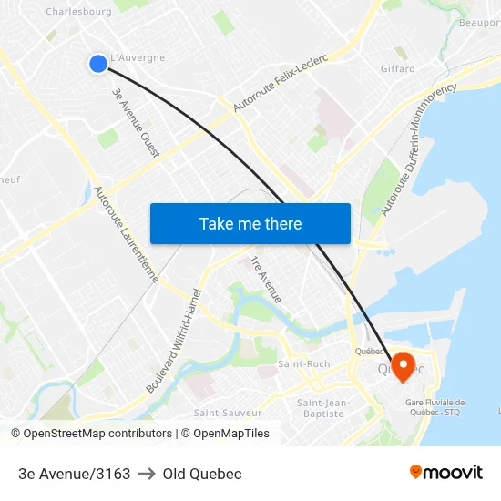 3e Avenue/3163 to Old Quebec map