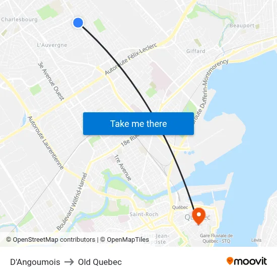 D'Angoumois to Old Quebec map