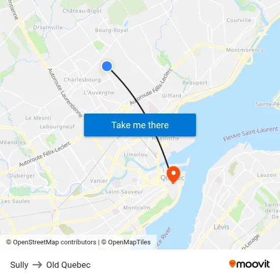 Sully to Old Quebec map