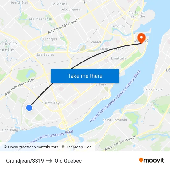Grandjean/3319 to Old Quebec map