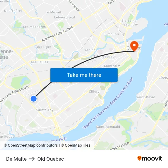 De Malte to Old Quebec map