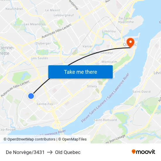 De Norvège/3431 to Old Quebec map