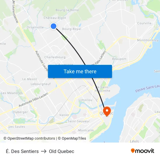 É. Des Sentiers to Old Quebec map