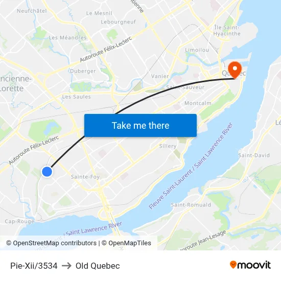 Pie-Xii/3534 to Old Quebec map