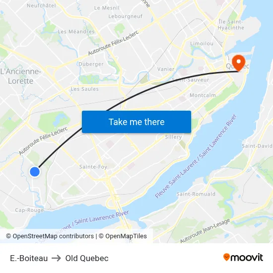 E.-Boiteau to Old Quebec map