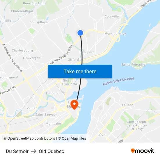 Du Semoir to Old Quebec map