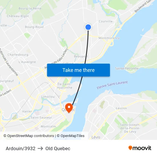 Ardouin/3932 to Old Quebec map