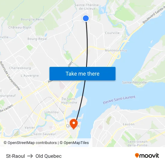 St-Raoul to Old Quebec map