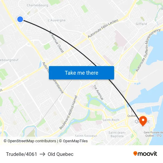 Trudelle/4061 to Old Quebec map