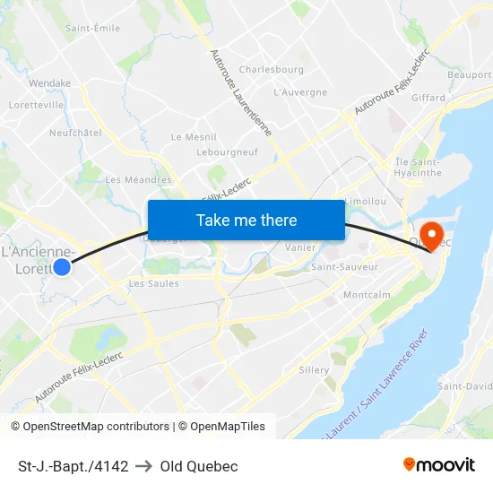 St-J.-Bapt./4142 to Old Quebec map