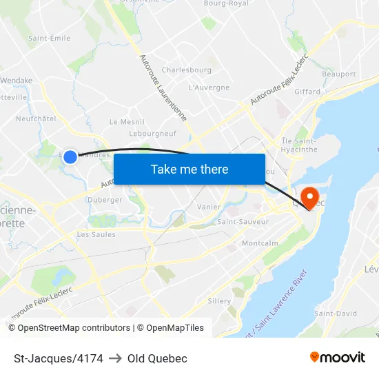 St-Jacques/4174 to Old Quebec map