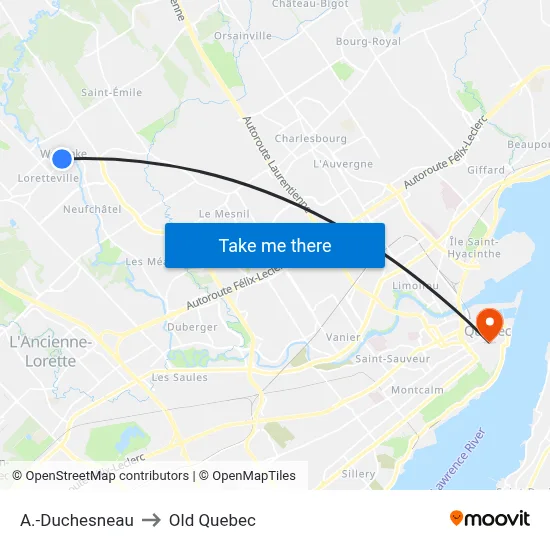 A.-Duchesneau to Old Quebec map