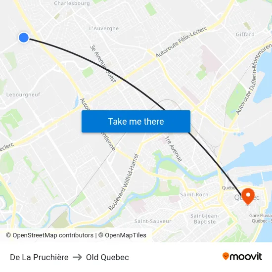 De La Pruchière to Old Quebec map