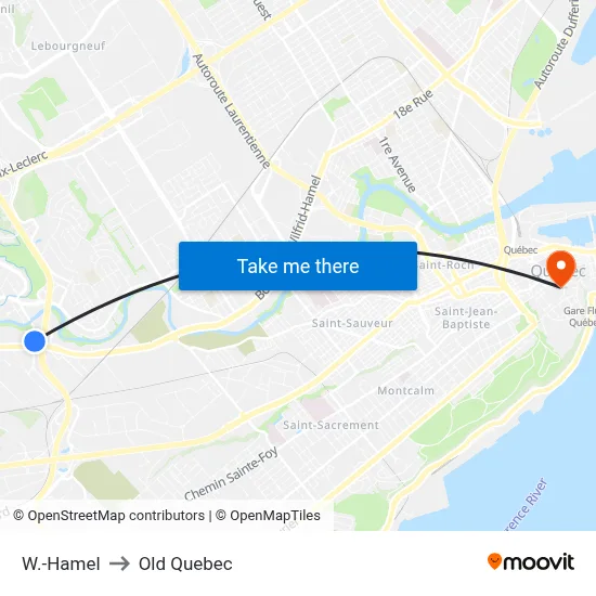 W.-Hamel to Old Quebec map