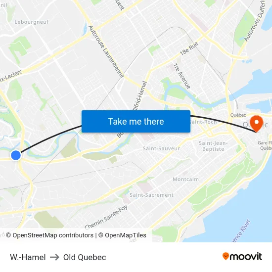 W.-Hamel to Old Quebec map