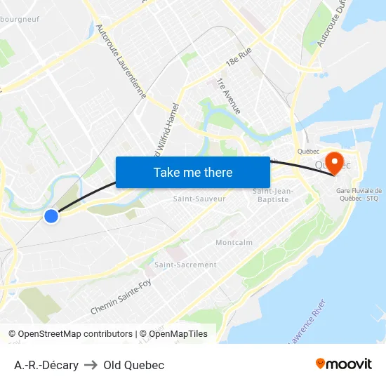 A.-R.-Décary to Old Quebec map