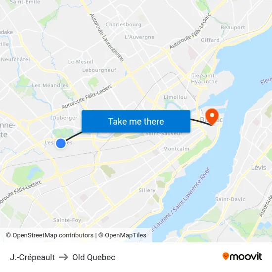J.-Crépeault to Old Quebec map