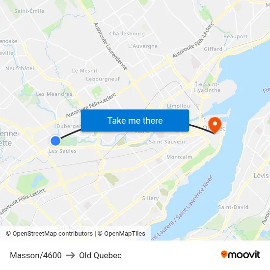 Masson/4600 to Old Quebec map