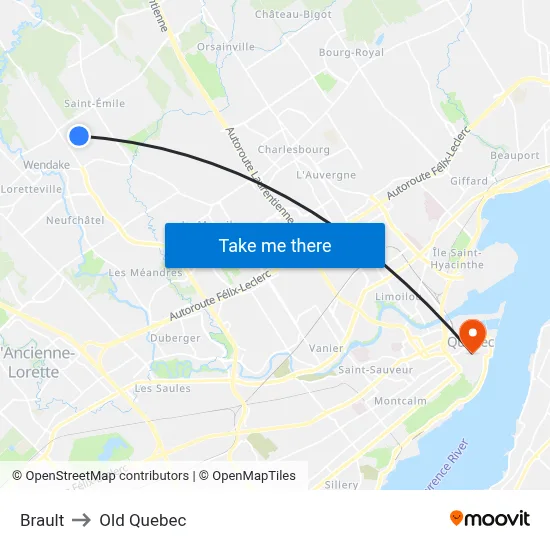 Brault to Old Quebec map