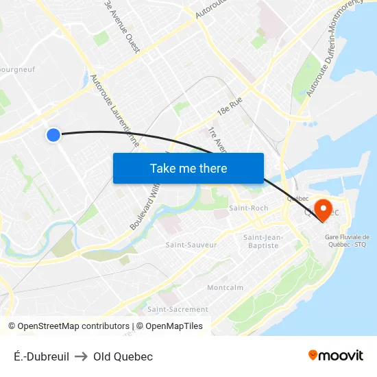 É.-Dubreuil to Old Quebec map