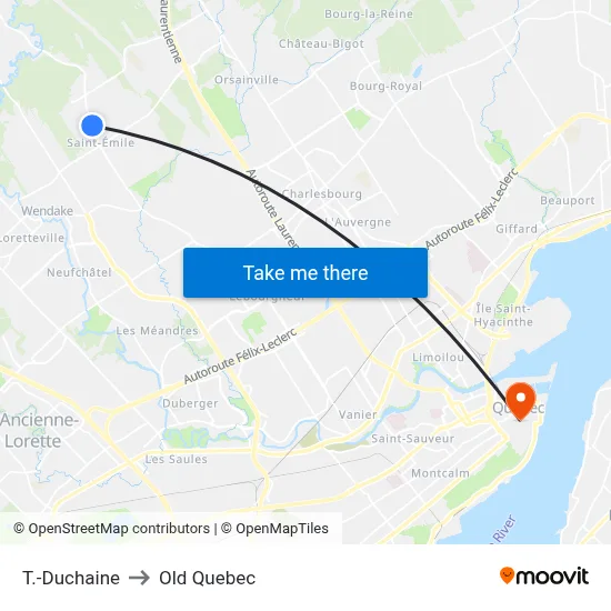 T.-Duchaine to Old Quebec map