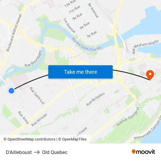 D'Ailleboust to Old Quebec map