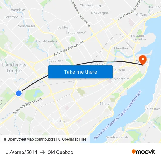 J.-Verne/5014 to Old Quebec map