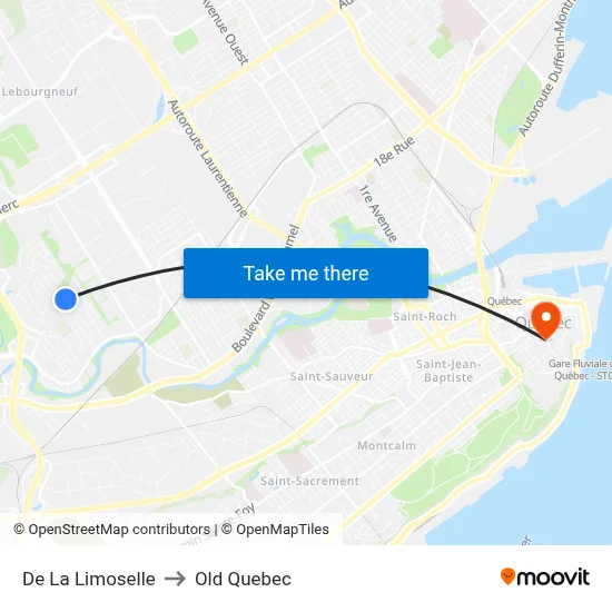 De La Limoselle to Old Quebec map