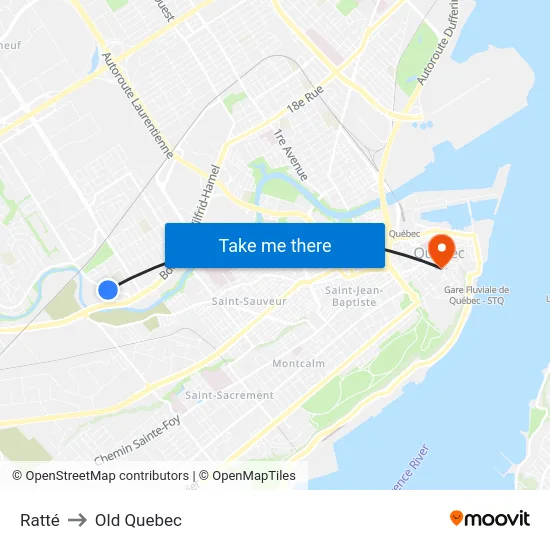 Ratté to Old Quebec map