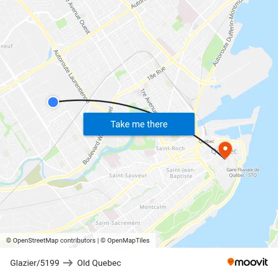 Glazier/5199 to Old Quebec map