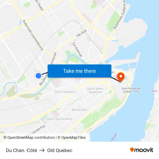 Du Chan.-Côté to Old Quebec map