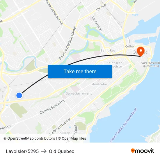 Lavoisier/5295 to Old Quebec map