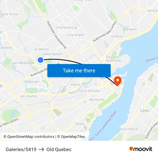 Galeries/5419 to Old Quebec map