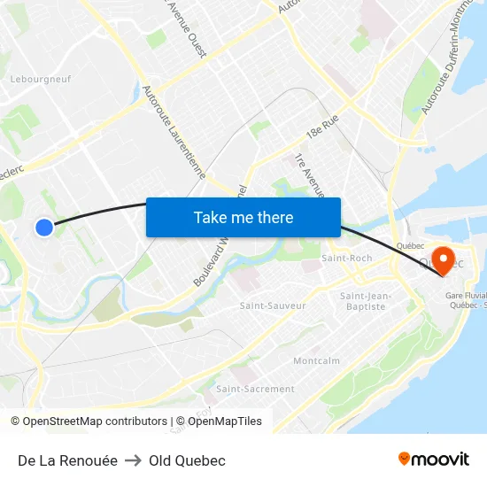 De La Renouée to Old Quebec map