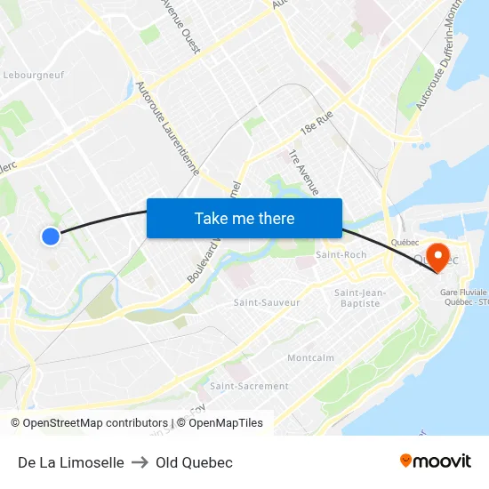 De La Limoselle to Old Quebec map