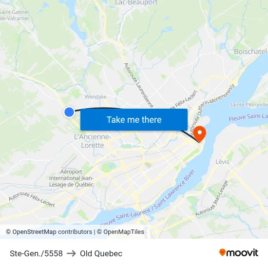 Ste-Gen./5558 to Old Quebec map