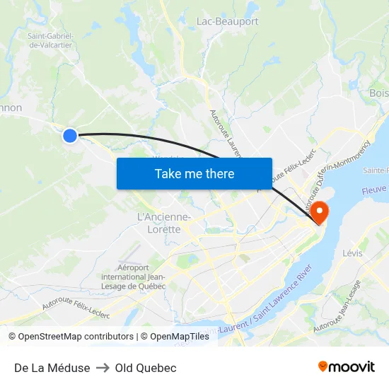 De La Méduse to Old Quebec map